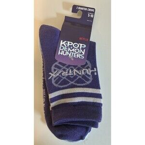 K-Pop Demon Hunters HUNTRX & SAJA BOYS Quarter Crew Socks, 2 Pk,  Size 5-10 NEW